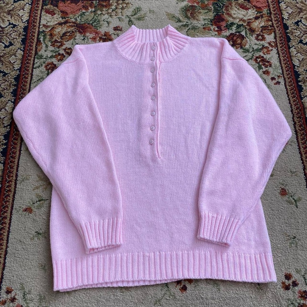 Favorites bubblegum pink half-button jumper